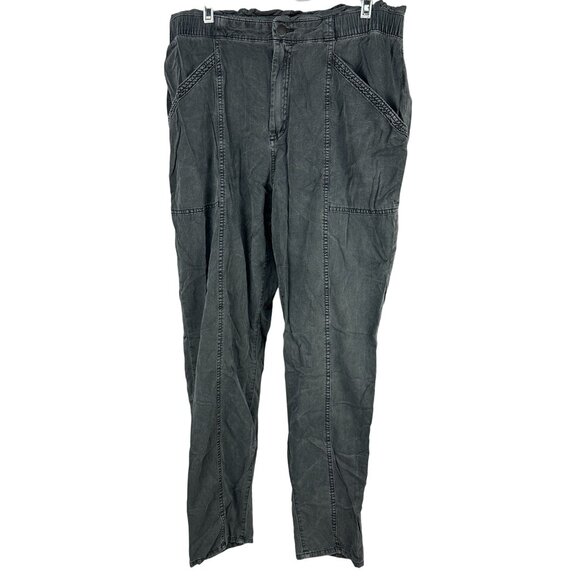 Old Navy Womens Relaxed Fit Washed Gray Pants L Elastic Waist Stretch Pockets - Picture 1 of 5